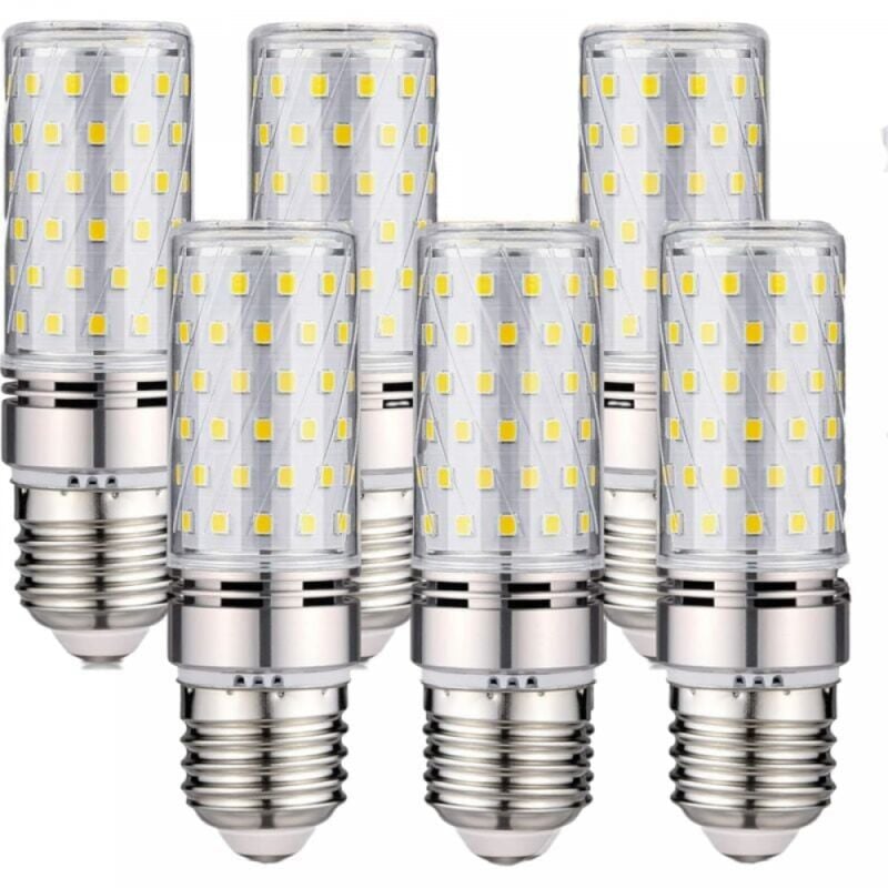 Pack of 6 E27 LED Bulbs -16W Cool White 6000K 1600lm (Equivalent to 150W Halogen Bulb) AC 200-240V, Non-Dimmable, Large E27 LED Screw Base, 360° Beam