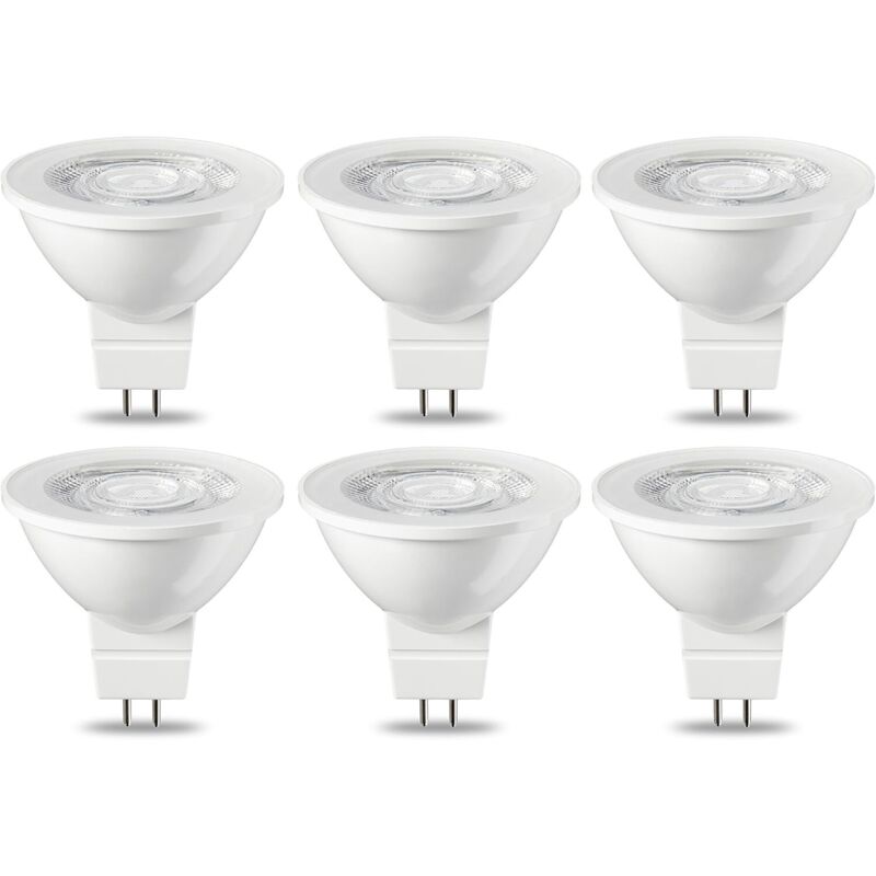 Pack of 6 GU5.3 MR16 5W LED Bulbs Warm White Non-Dimmable, 220V [Energy Class G]