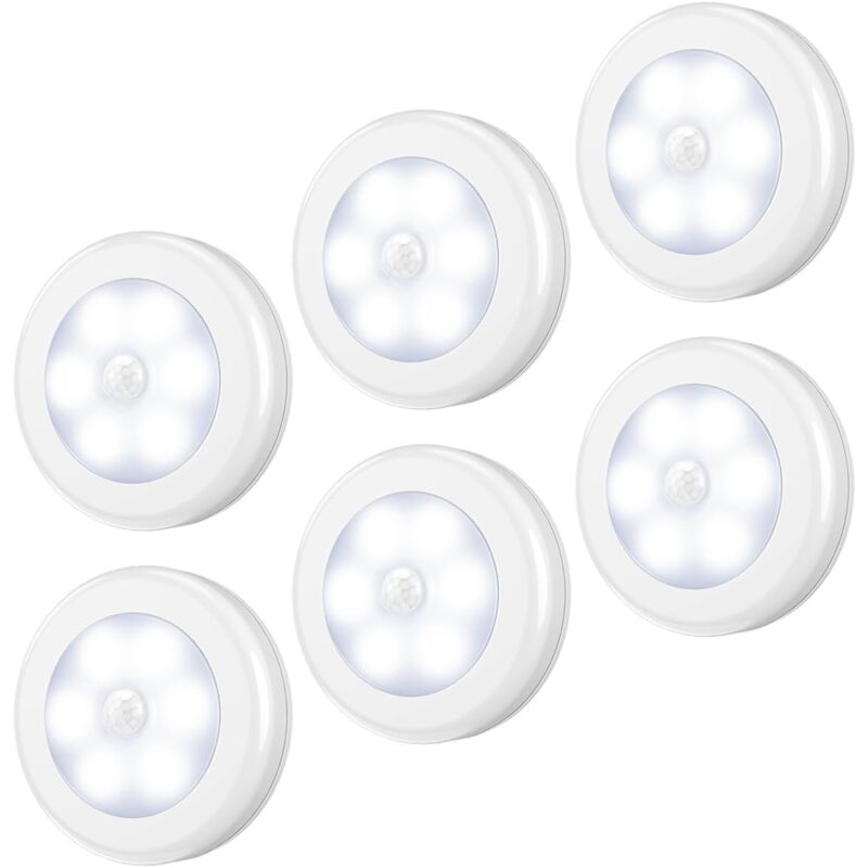 Pack Of 6) Led Sensor Lights, Motion Sensor Light, Closet Light, Battery Powered (Not Included), Led Light For Stairs, Cabinets, Closets, Easy