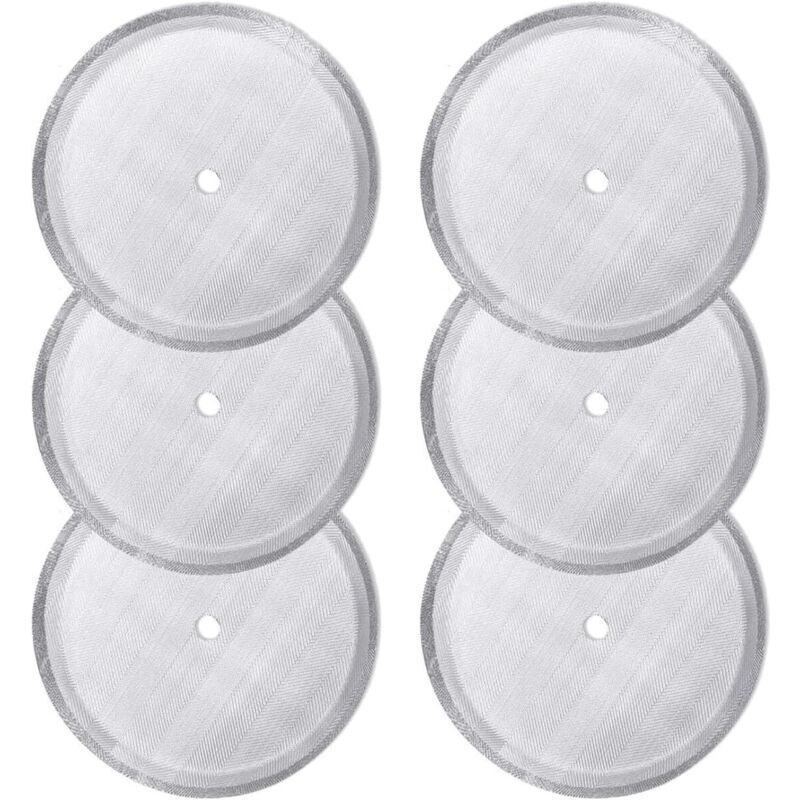 Pack of 6 replacement strainer filters for French press coffee makers, reusable stainless steel mesh filters for universal 1000 ml / 34 oz / 8 cup