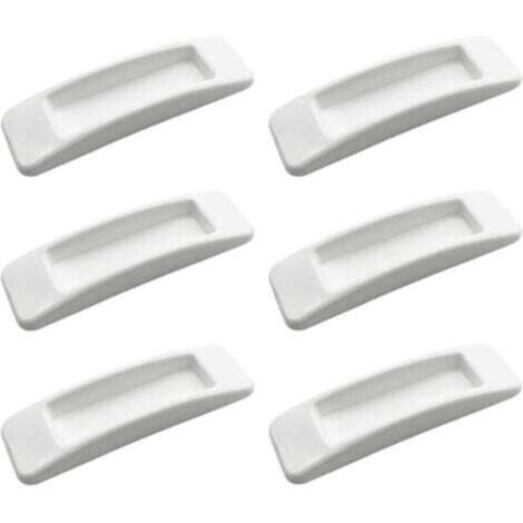 Pack of 6 self-adhesive sliding door safety handles (white), easy to open, push handles, drawer handles, self-adhesive plastic handles for kitchen cabinets