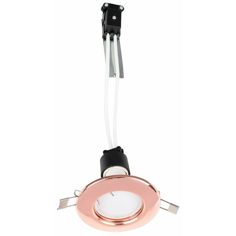6 x Recessed GU10 Ceiling Downlight Spotlights + 5W Warm White LED Bulbs - Copper