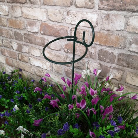 Pack of 6 Tom Chambers Urban Metal Herbaceous Garden Green Single Stem Plant Support Rings 12cm x 38cm