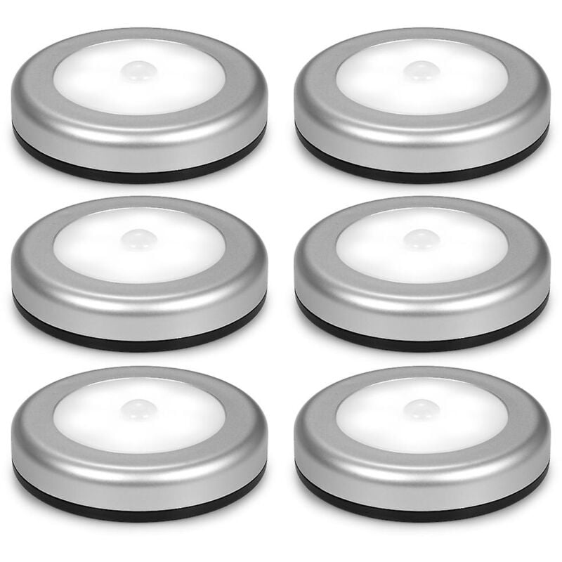 Lot de 6 lampes led ultra lumineuses avec détecteur de mouvement magnétique, alimentées par piles, sans fil, avec adhésif double face pour couloirs,