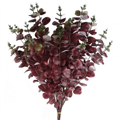 Pack of 6 x 100cm Artificial Eucalyptus Foliage Burgundy
