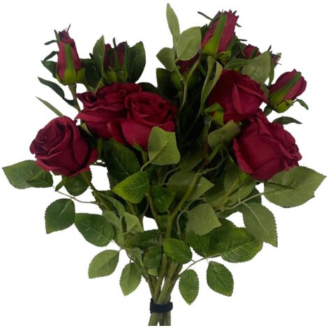 Pack of 6 x 60cm Artificial Red Rose Flower