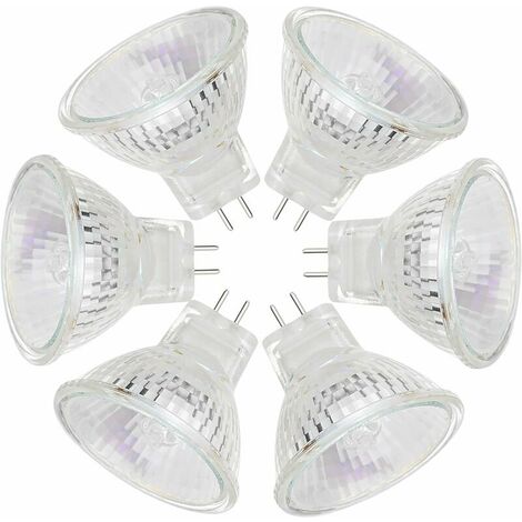 (Pack of 6)MR11 Halogen Bulbs 12V 35W GU4 Bi-Pin Base Spotlight Dimmable Glass Cover 35mm Diameter Warm White 2800K