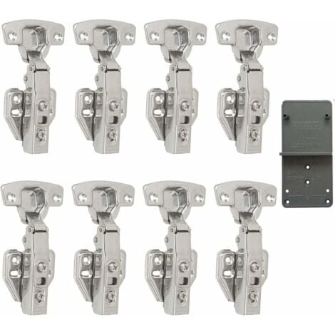 Pack of 8, 110 Degree Full Overlay Hinges with Built-in Damper Self Closing Mechanism Hinge for Kitchen Door Cabinets