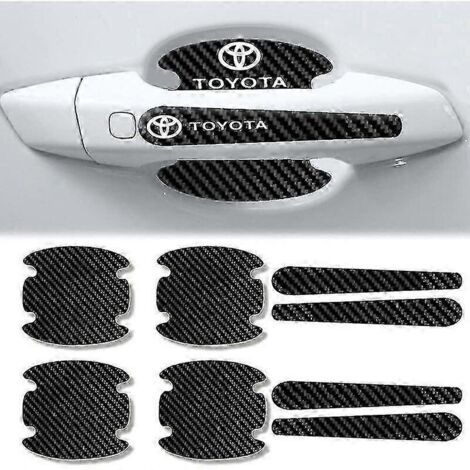 Pack of 8 Carbon Fiber Door Handle Stickers Anti-Scratch Protection Handle Cup Protector for Toyota-