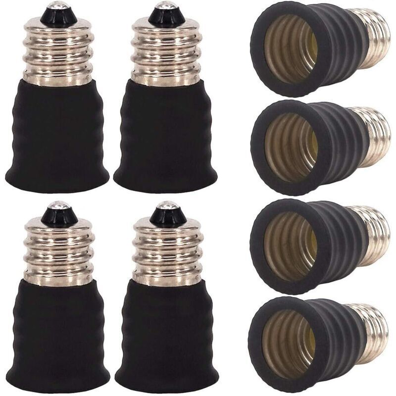 Pack of 8 E12 to E14 adapters for E12 to E14 incandescent bulbs
