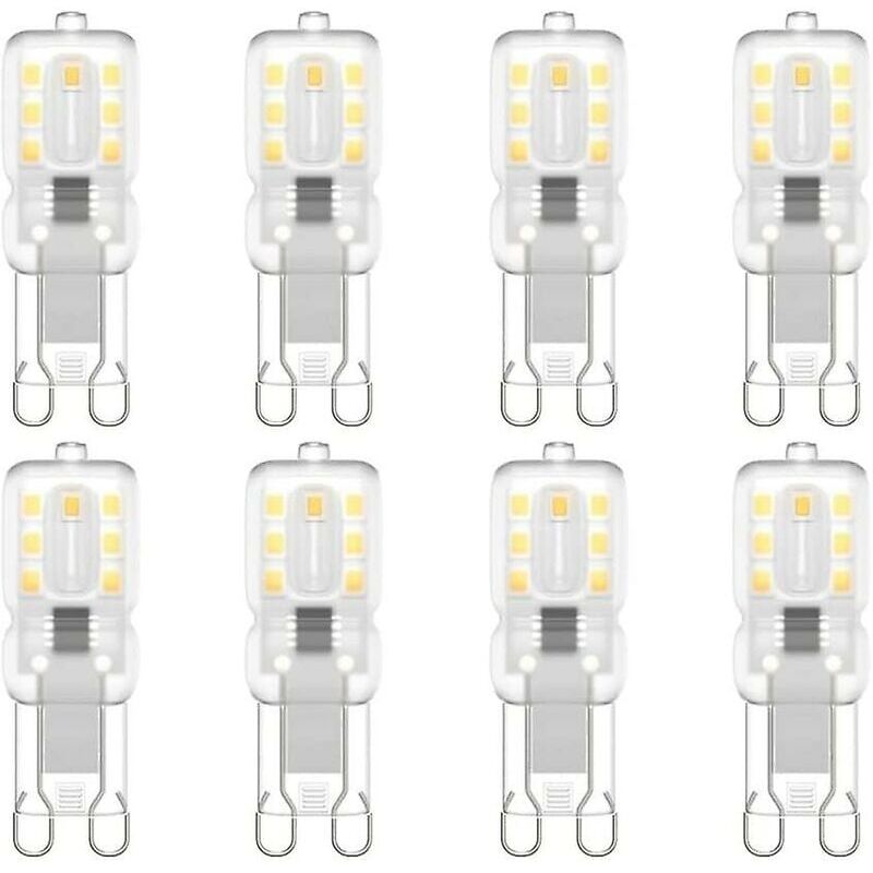 Pack of 8 G9 LED bulbs, G9 LED 220 V Natural white 4000 K 3 W equivalent to 30 W halogen [Energy class E]