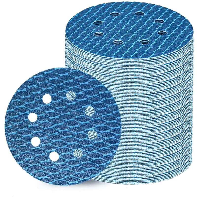 Pack of 80 125 mm Velcro Sandpaper, 100 Grit 8 Holes, Ideal for Sanding Discs 125 mm Velcro and Random Orbital Sanders