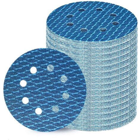 Pack of 80 125 mm Velcro Sandpaper, 100 Grit 8 Holes, Ideal for Sanding Discs 125 mm Velcro and Random Orbital Sanders