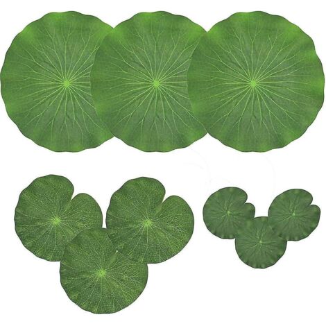 pack Of 9 Artificial Floating Foam Lotus Leaves  Water Lily Pads Ornaments, Green (10cm)