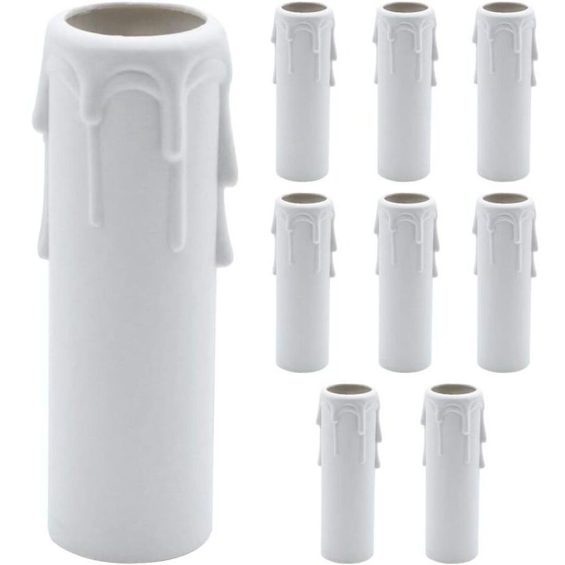 Pack of 9 plastic drip candle covers for chandelier light pendants, white