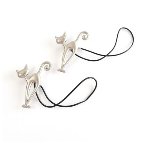 Pack of magnetic curtain tiebacks, magnetic curtain holder, curtain buckle, lovely cat pattern, curtain clips, curtain accessories for home, living room, bedroom, office, YMYNY