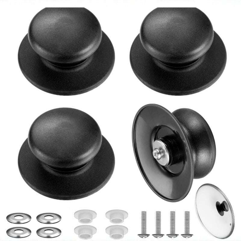 Pack of Pot Lid Handle, Universal Cast Iron Casserole Lid Knob, Bakelite Replacement Knobs, Pot Lid Handle, Heat Resistant, with Screws, for Frying