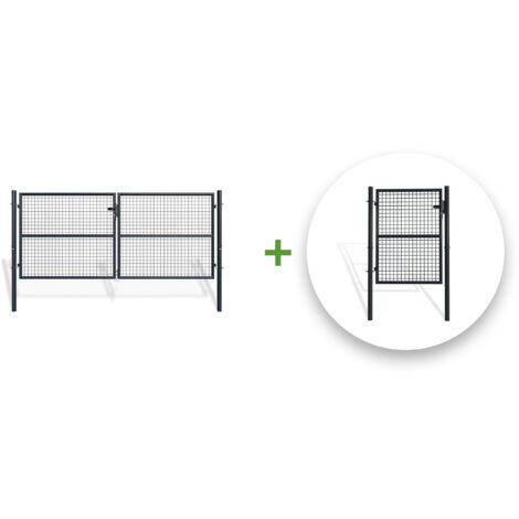 Pack OLGA 300 x 130 Mesh-Schwingtor + 1 m GRAUES Tor