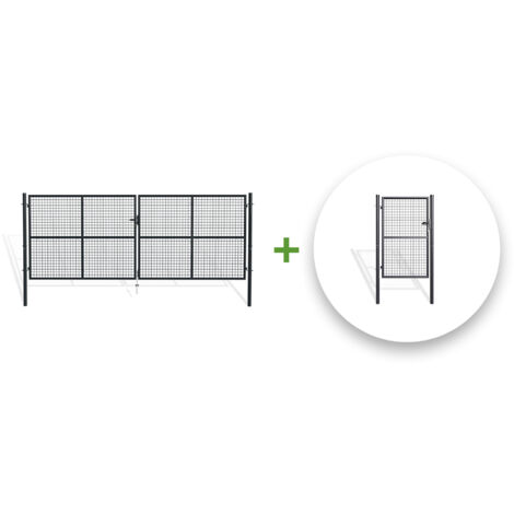 Pack OLGA 400 x 150 Mesh-Schwingtor + 1 m GRAUES Tor