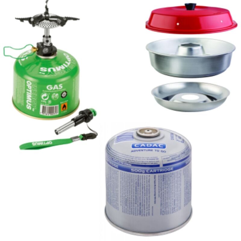 Pack omnia Four Nomade Compact + optimus Réchaud à Gaz + cadac Cartouche de Gaz