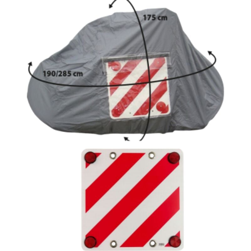 Pack Optima Bâche pour porte-vélo sur paroi arrière 4 vélos + Panneau de signalisation réfléchissant