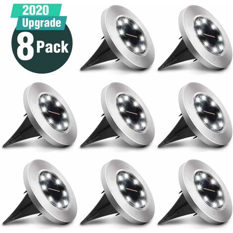 Pack Outdoor Solar Lamp, Solar Light for Ground Garden, Waterproof IP65 Lighting 8 Cool White LEDs 6000K Solar Lamp Recessed Spotlight for Path Terrace Courtyard Driveway [Energy Class A+]