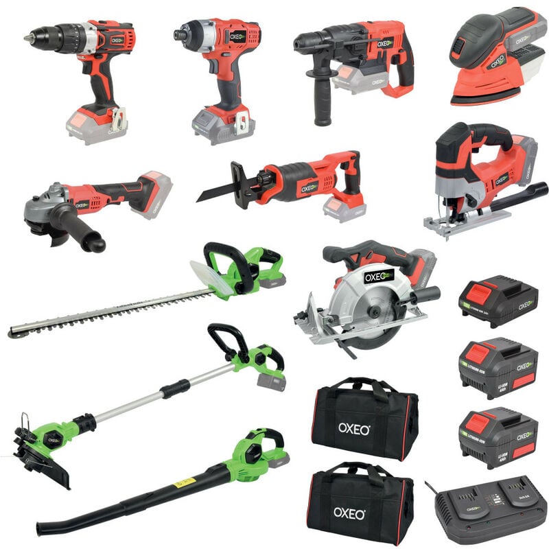 Pack outils sans fil - 11 outils - 18V - easy full - 2 batteries 4Ah - 1 batterie 2Ah - chargeur double - 2 sacs de transport
