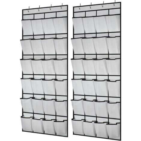 Pack Over the Door Hanging Organizer, Shoe Rack with 24 Large Mesh Pockets 8 Hooks, Shoe Storage, Gadget Organizer for Kitchen, Bedroom, Bathroom, Closet