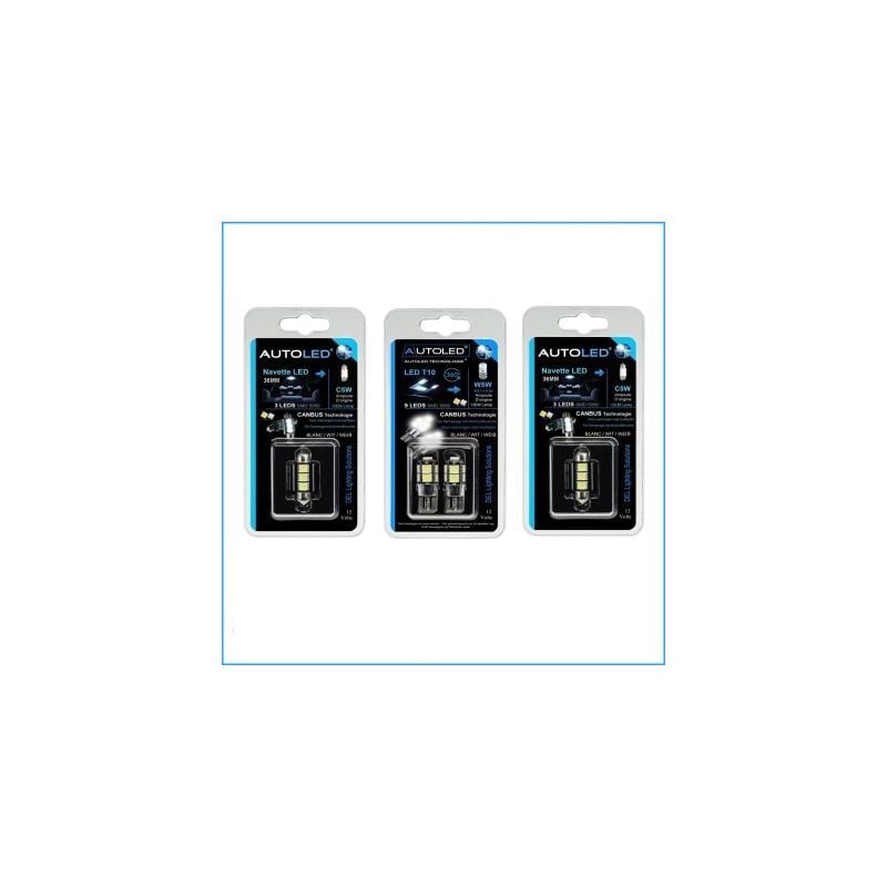 Autoled - pack P26 4 Ampoules à led - W5W (t10) 9 leds Canbus+navette C5W 36MM Canbus ®