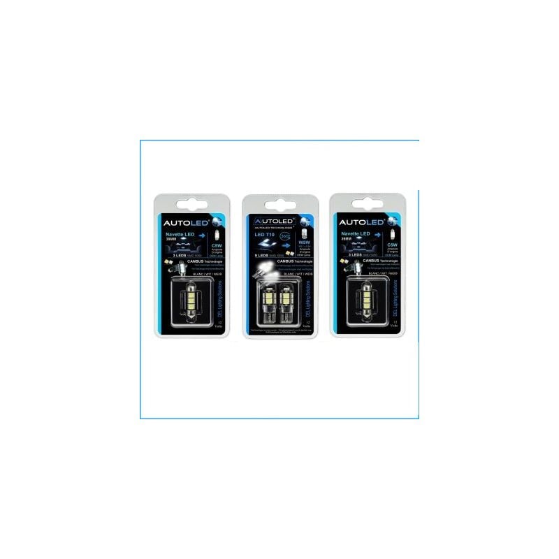 Autoled - pack P27 4 Ampoules à leds - W5W (t10) 9 leds Canbus+navette C5W 39MM Canbus ®