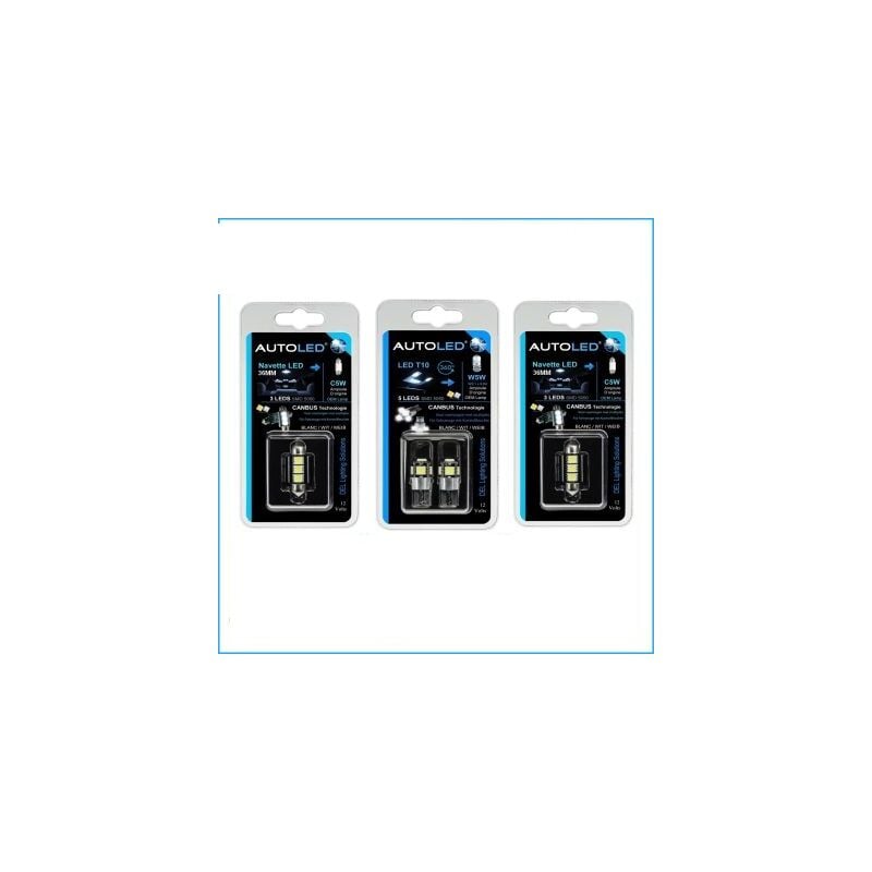 Autoled - pack P29 4 Ampoules à leds - W5W (t10) 5 leds Canbus+navette C5W 36MM Canbus ®