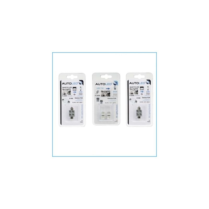 Autoled - pack P40 4 Ampoules led / T10 (w5w) + navette C5W 39MM ®