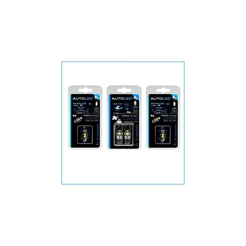 Autoled - pack P46 4 Ampoules led Canbus anti-erreur / T10 (w5w) 5 leds + navette C5W 31MM 2 leds ®