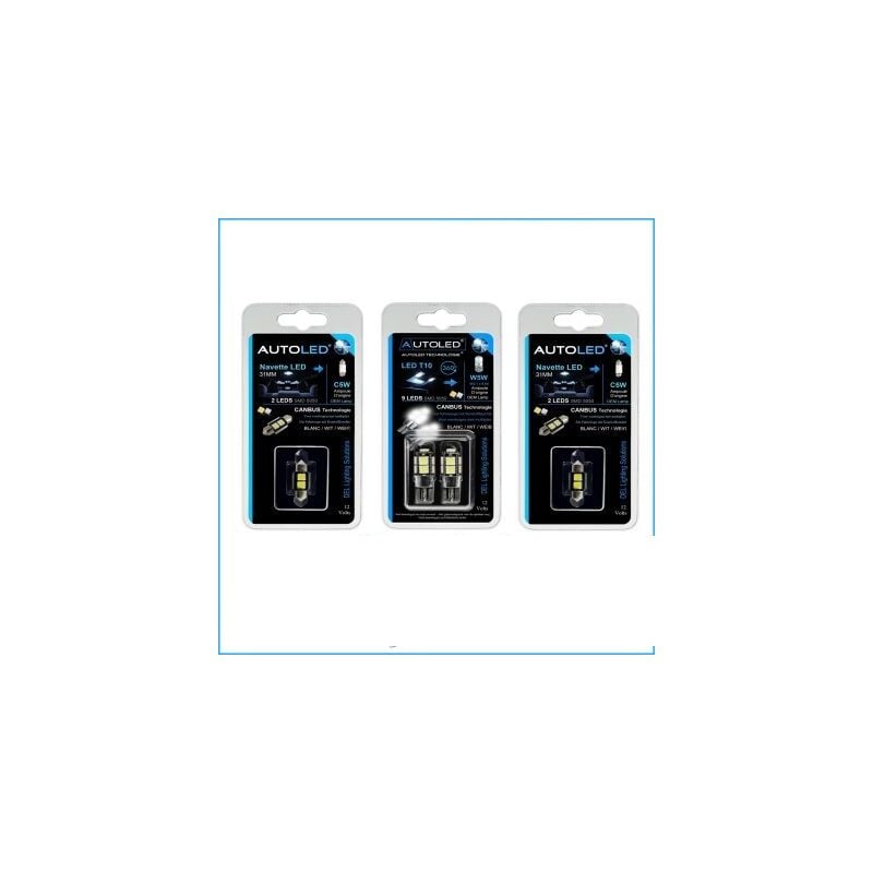 Autoled - pack P47 4 Ampoules led Canbus anti-erreur / T10 (w5w) 9 leds + navette C5W 31MM 2 leds ®