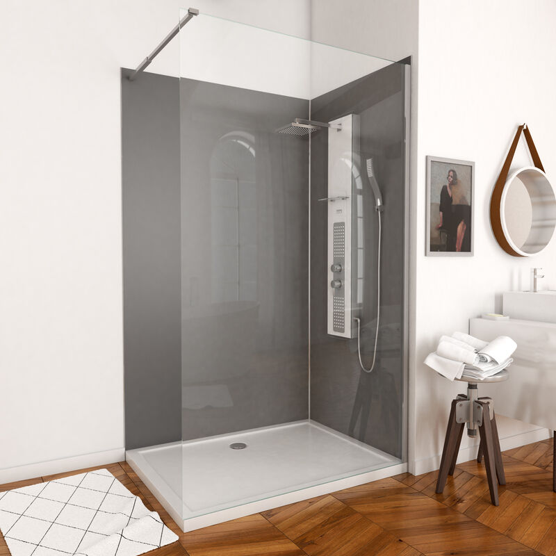 

Pack Paneles Pared Gris En Aluminio Con Perfil En Esquina Y Acabado Cromado + Plato Ducha- 90X120Cm - Wall `It Gris 90X120 + Whitenees Ii 120