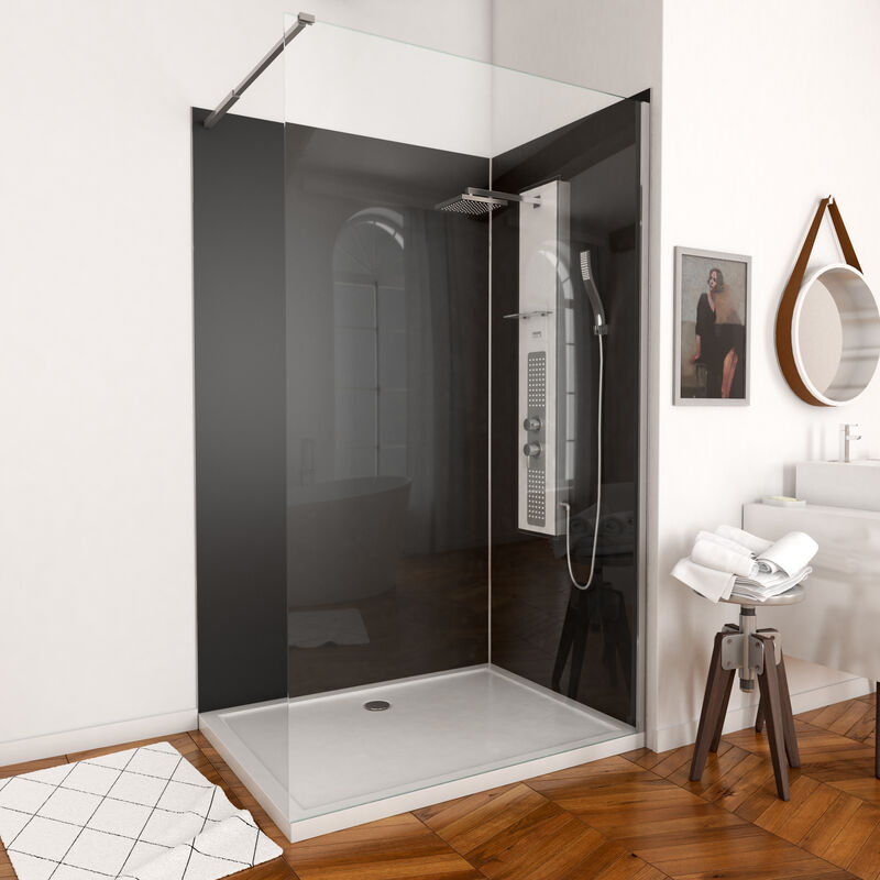 

Pack Paneles Pared Negro En Aluminio Con Perfil En Esquina Y Acabado Cromado + Plato Ducha - 90X120Cm - Wall `It Gris 90X120 + Whitenees Ii 120