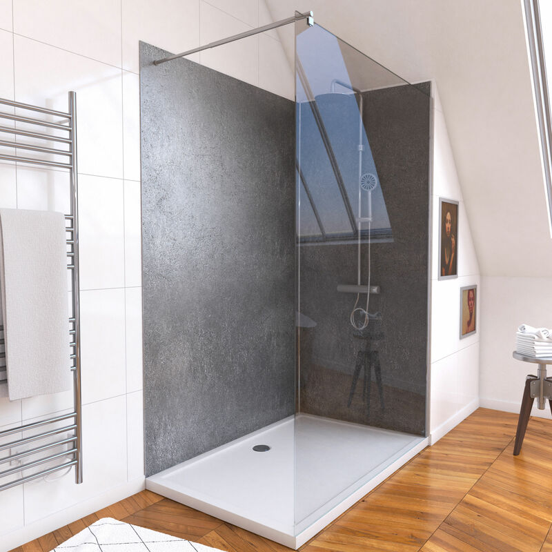 Ensemble complet douche à l'Italiennne avec Receveur 120x90 + Paroi transparent + Panneaux muraux