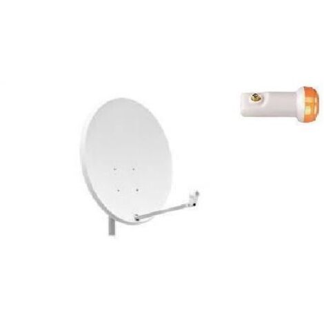 PACK PARABOLE SATELLITE ACIER 65 CM + LNB SINGLE GOLDEN MEDIA 0,1DB COMPATIBLE CANAL HD ME