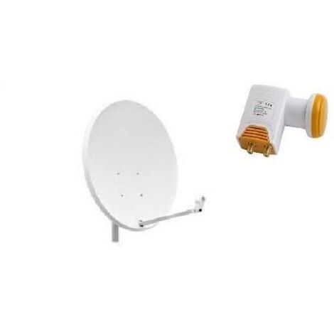 PACK PARABOLE SATELLITE ACIER 65 CM + LNB TWIN REDLINE HD 4K 0,1DB COMPATIBLE CANAL HD ME