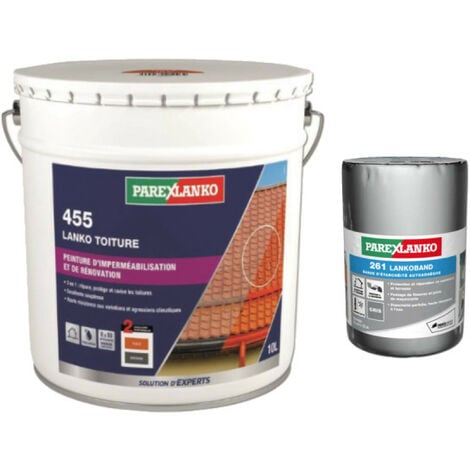Pack PAREXLANKO - Peinture imperméabilisation & rénovation 3-en-1 ardoise - Bande d'étanchéité autocollante toiture gris - Gris ardoise