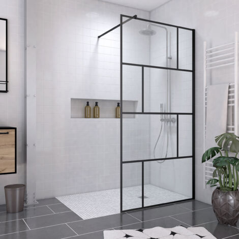 pack paroi de douche 100x195 cm + receveur a carreler decoupable 90x140 - bonde horizonatle