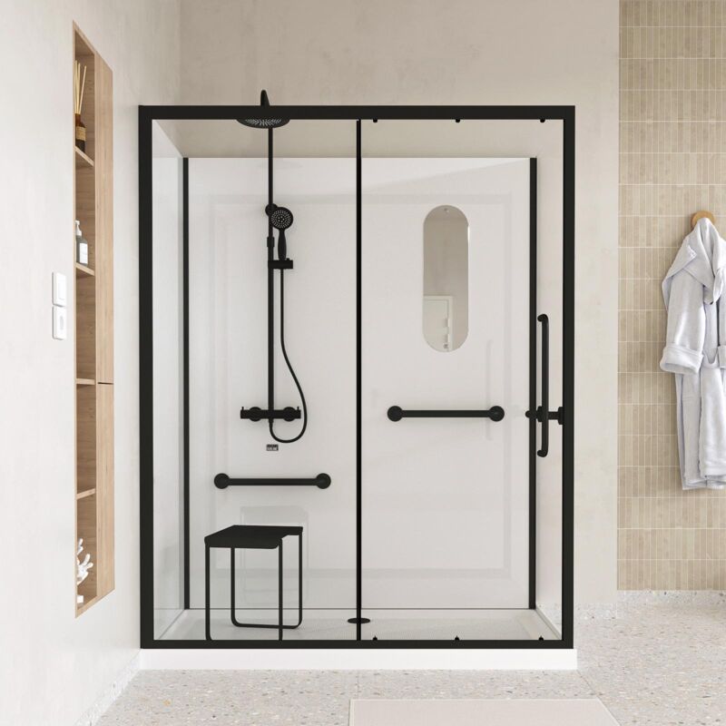 Aurlane - Cabine de douche Sécurisée et Accessible à Tous 160x85x220cm - Mitigeur Thermostatique