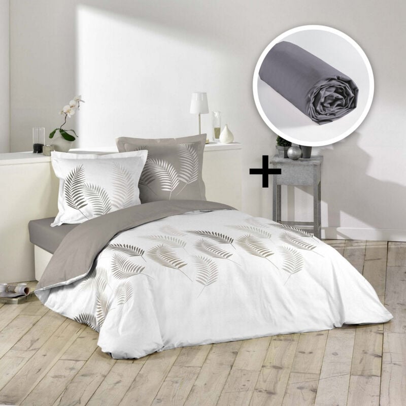 Pack parure 1 housse de couette 240x220 + 2 to 63x63 goyave + 1 dh 140x190