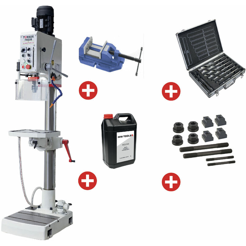 Torros - Perceuse à colonne par engrenages jusque ø 28 mm CM3 1,1 kW 400V avec accessoires essentiels FSG28 pack