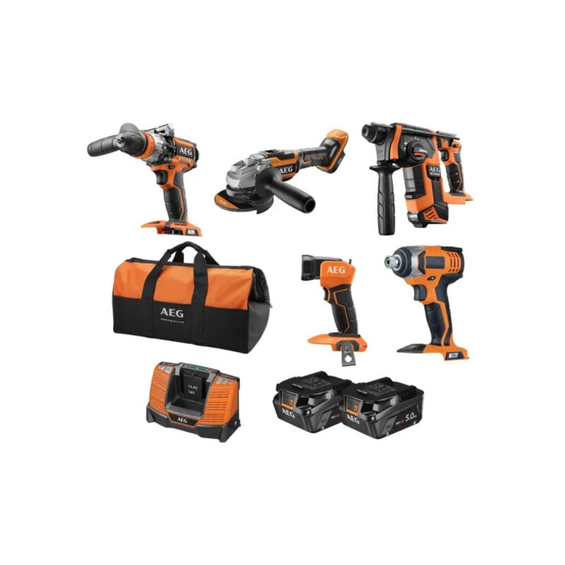 Sans Marque - Pack aeg artisan 5 outils 18V - 2 Batteries 5,0Ah - Chargeur - JP18B5LI–502B