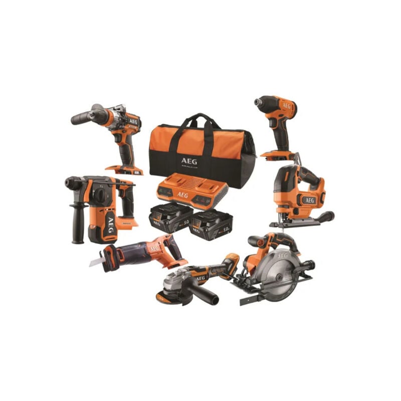 Sans Marque - Pack aeg artisan 7 outils 18V - 2 Batteries 5,0Ah - Chargeur - JP18B6-502B