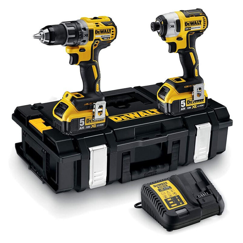 DCK266P2-QW Pack perceuse percussion DCD796 et visseuse à chocs DCF887 18V + 2 batteries 5Ah + chargeur + coffret - Dewalt