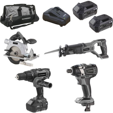 Pack perceuse, scie sabre, visseuse à choc, scie circulaire SCHNEIDER