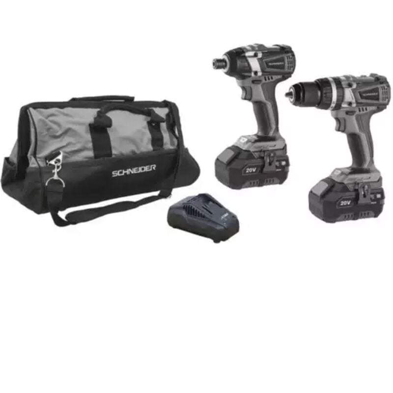 Schneider - Pack perceuse + visseuse à chocs + batteries+ sac