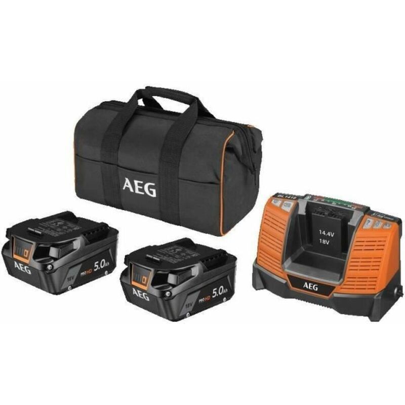 Sans Marque - Pack Perceuse-visseuse à percussion - Meuleuse - 18V aeg Brushless - 2 Batteries 5,0Ah - Chargeur - JP18A2-502B